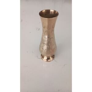 Antique handmade (Indian) etched brass mini vase I